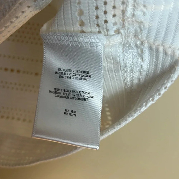 LOLE vtg oversize white sheer eyelet t shirt,silver trim,PTP 20” ,raglan,XS,S,M - Picture 9 of 15